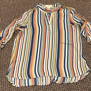 Multicolor Striped V-Neck Blouse